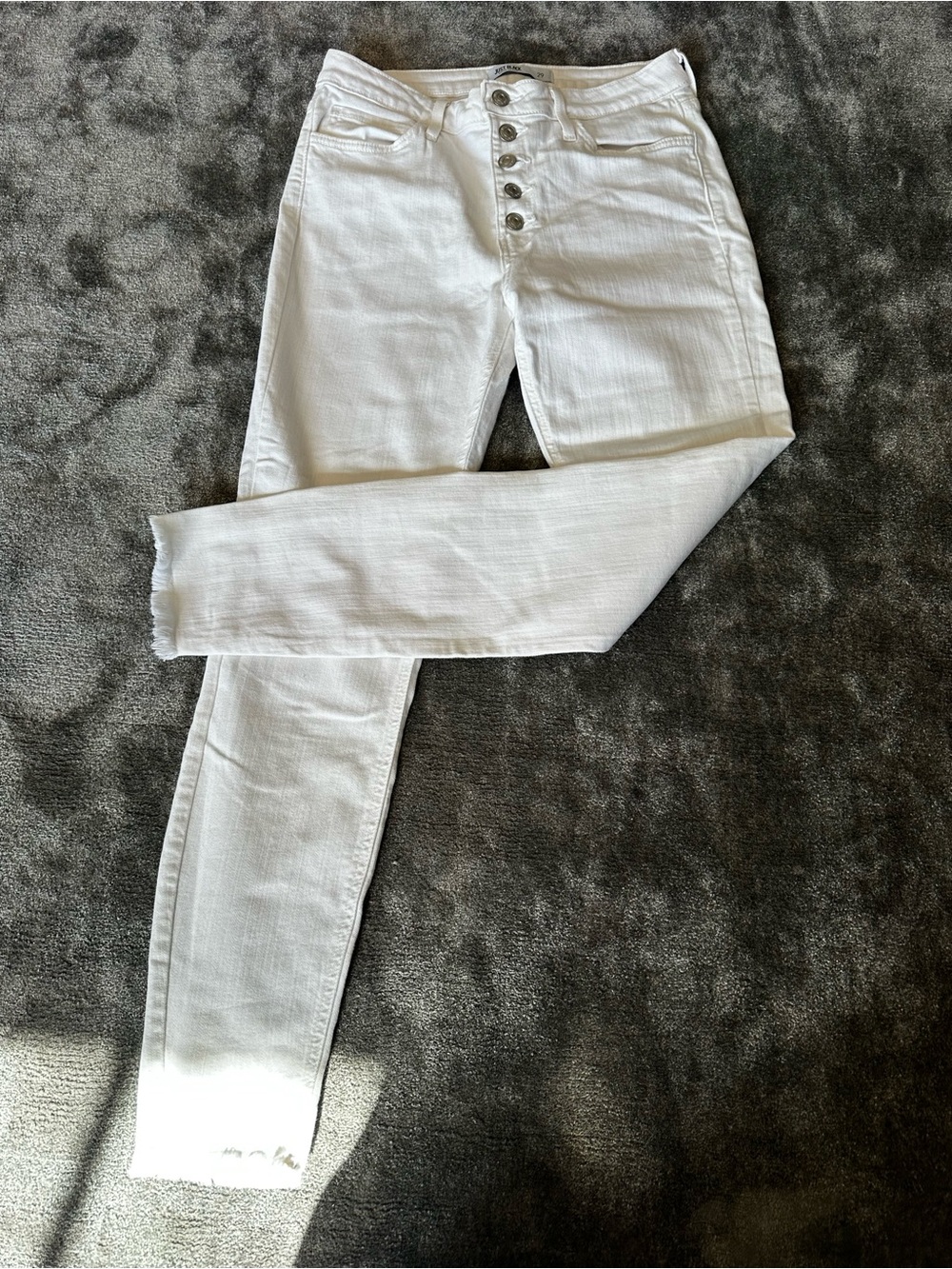 Women’s White High-Rise Button-Fly Skinny Jeans- Just Black